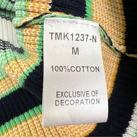 THML Womens Rib Knit Short Sleeve Sweater Size M Yellow and Blue Relaxed Fit - Picture 8 of 10